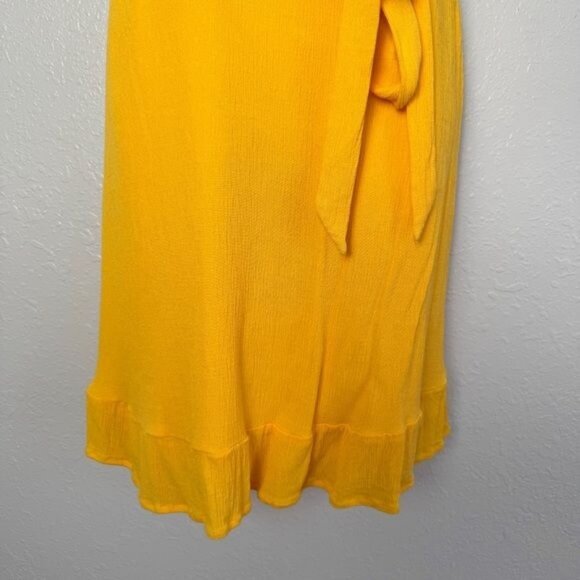 Nine West Crosshatch Flutter Hem Tie Waist Dress yellow mustard XL - Picture 5 of 11